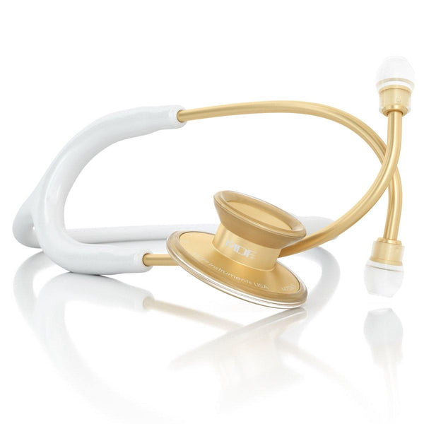 Acoustica® Adult Aluminum White Matte Gold Stethoscope - MDF747XPK29