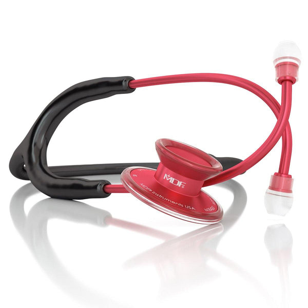 Acoustica® Adult Aluminum Black Red Stethoscope - MDF747XPR11