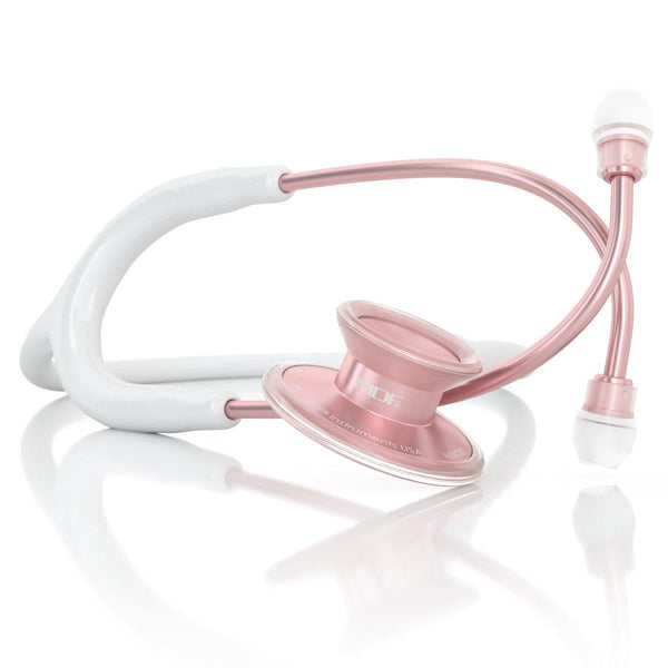 Acoustica® Adult Aluminum White Glossy Rose Gold Stethoscope - MDF747XPRGG29