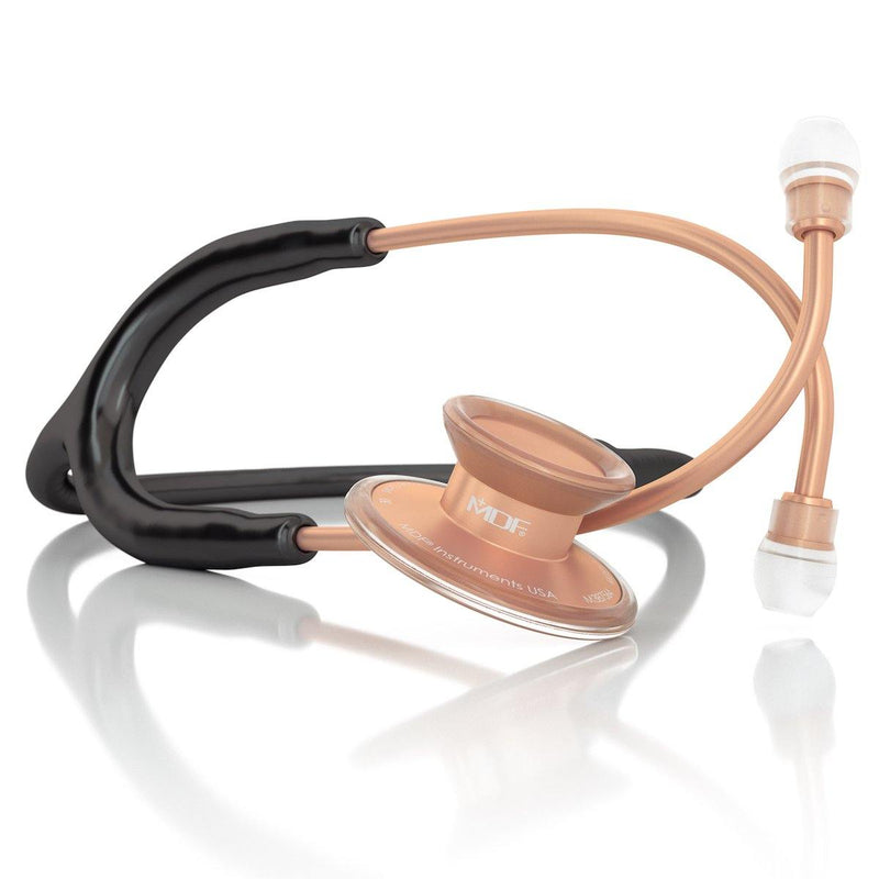 Acoustica® Adult Aluminum Black Matte Rose Gold Stethoscope - MDF747XPRG11