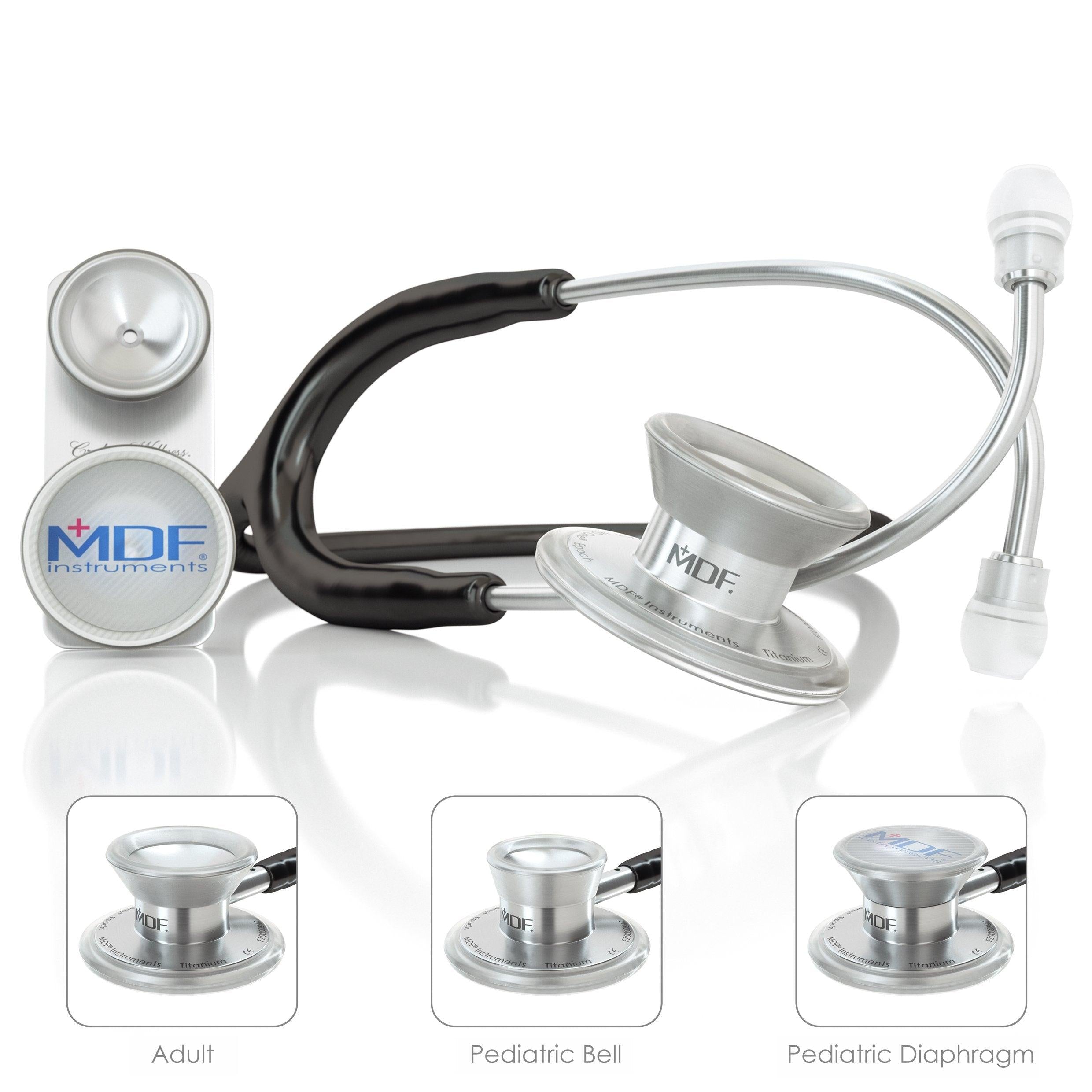 MDF® MD One® Epoch Titanium Stethoscope - Silver - Black