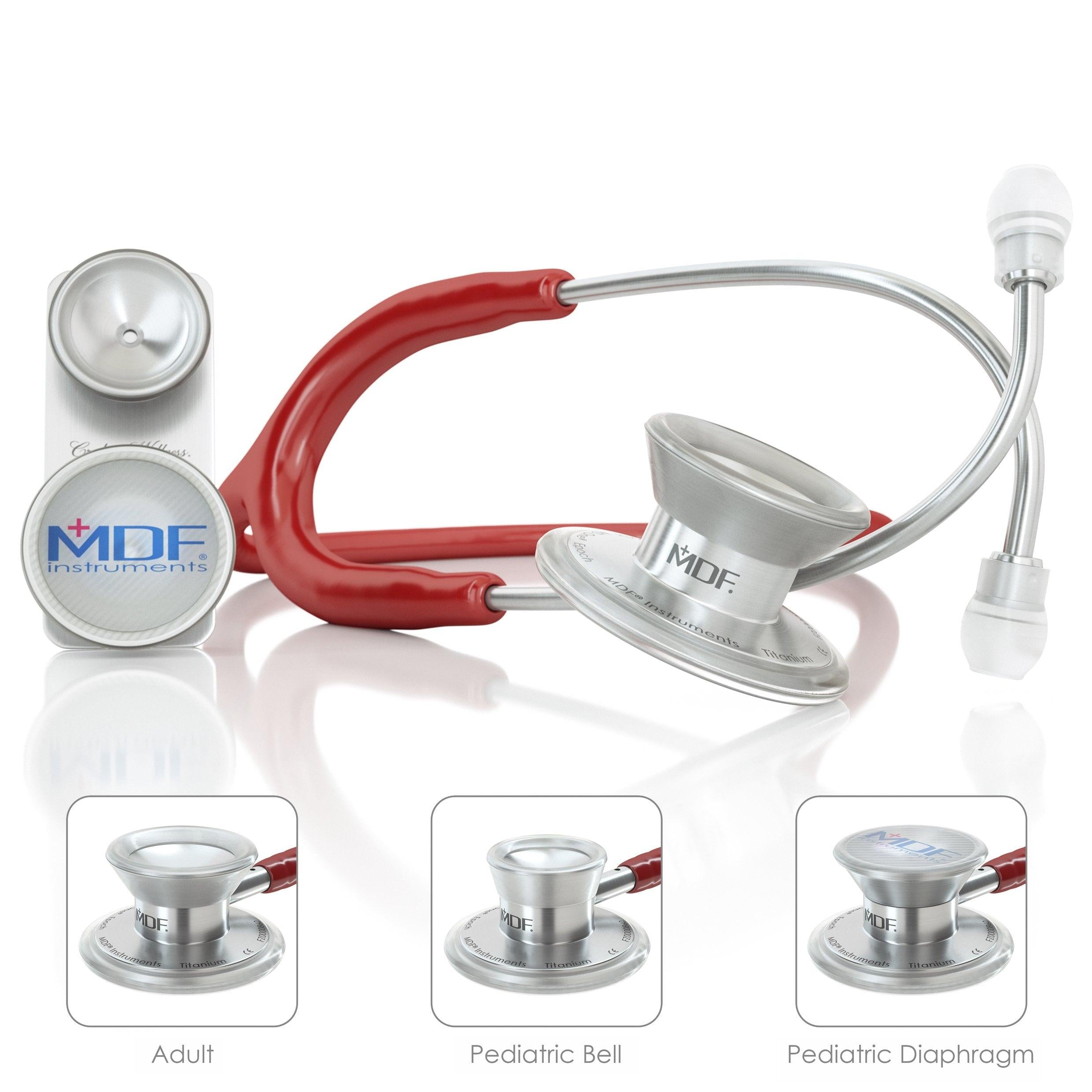 MDF® MD One® Epoch Titanium Stethoscope - Silver - Burgundy
