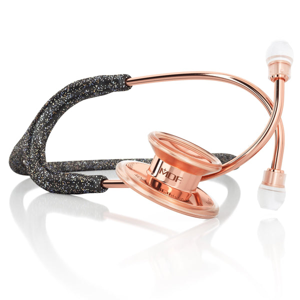 MDF® MD One® Adult Stainless Steel Stethoscope - Rose Gold - Black Glitter