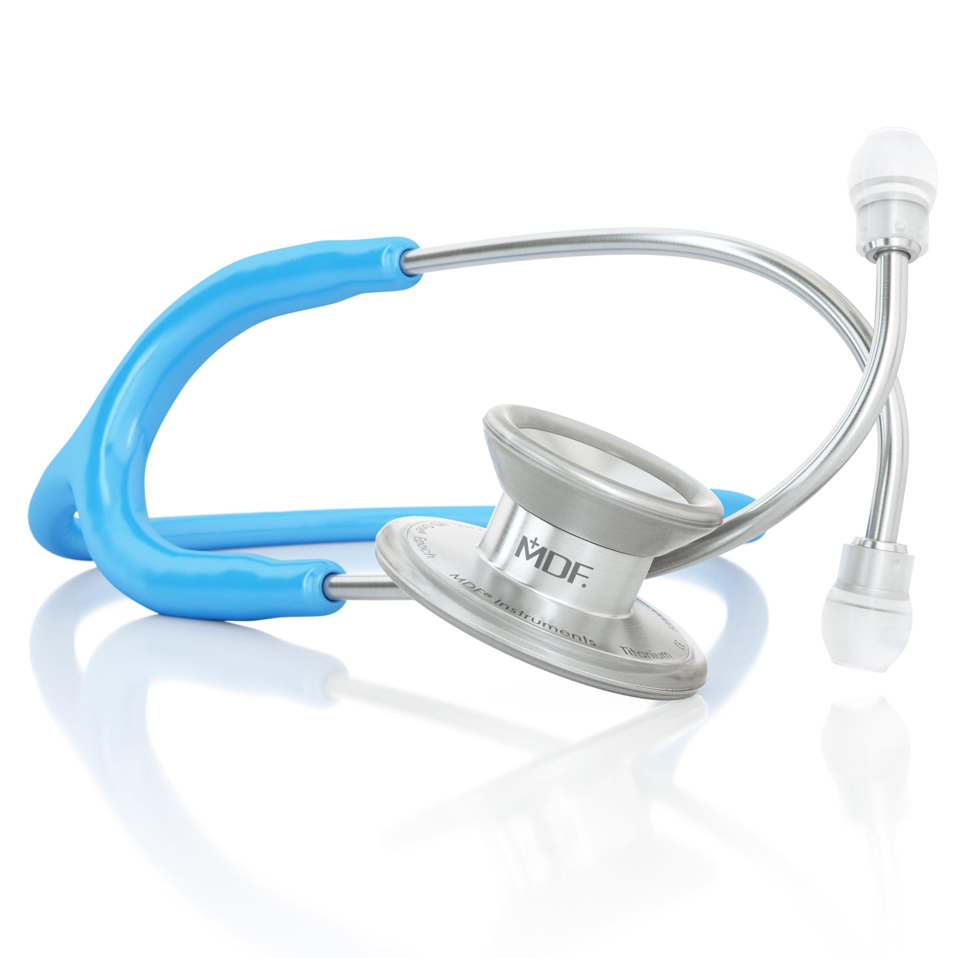 MDF® MD One® Epoch Titanium Stethoscope - Silver - Bright Blue