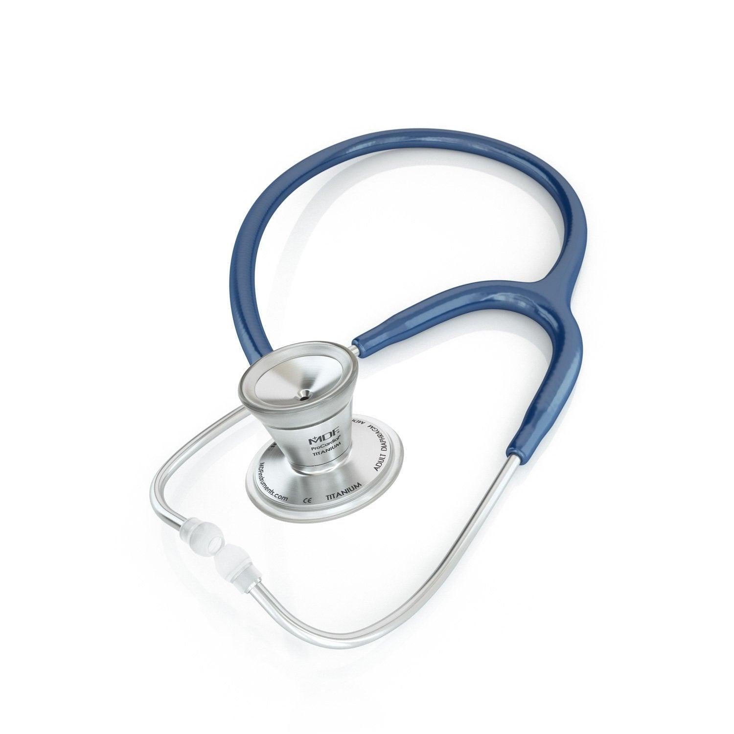 MDF® ProCardial® Titanium Stethoscope - Silver - Navy Blue