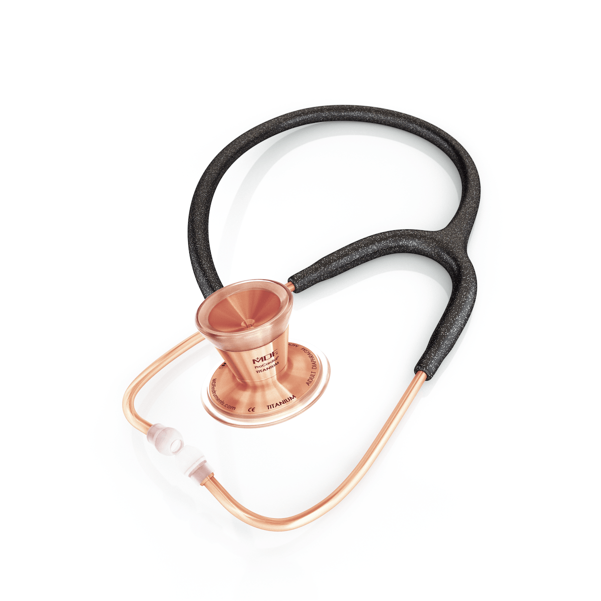 MDF® ProCardial® Adult Titanium Stethoscope - Rose Gold - Black Glitter
