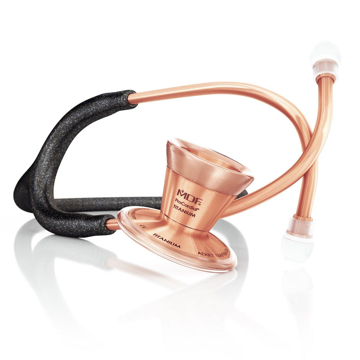MDF® ProCardial® Adult Titanium Stethoscope - Rose Gold - Black Glitter