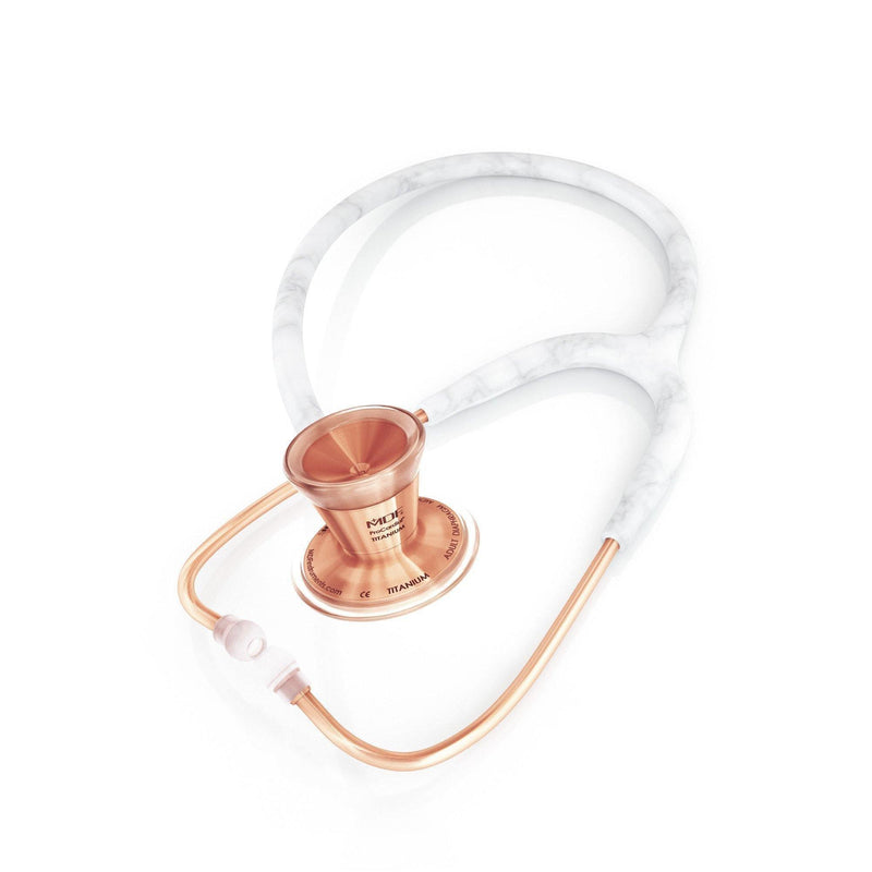 ProCardial® Titanio Fonendoscopio Adulto +Estuche -Mármol / Rosa Oro - Sitio web oficial de MDF Instruments