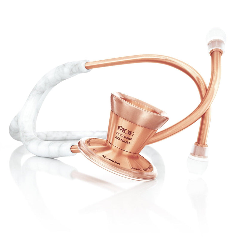 ProCardial® Titanio Fonendoscopio Adulto +Estuche -Mármol / Rosa Oro - Sitio web oficial de MDF Instruments
