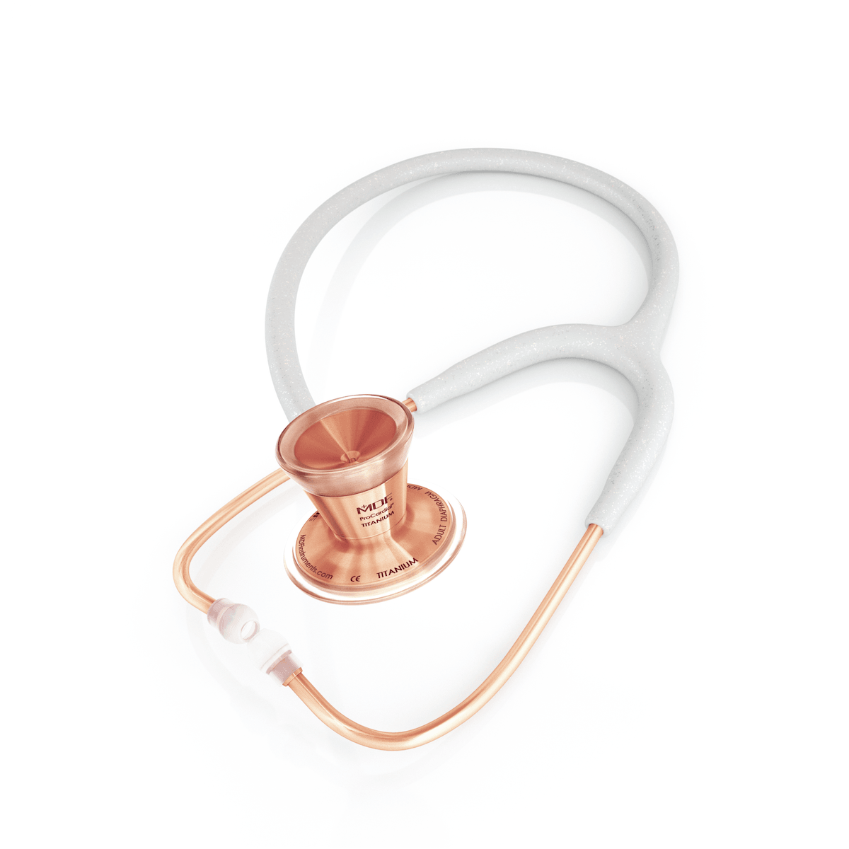 MDF® ProCardial® Adult Titanium Stethoscope - Rose Gold - White Glitter