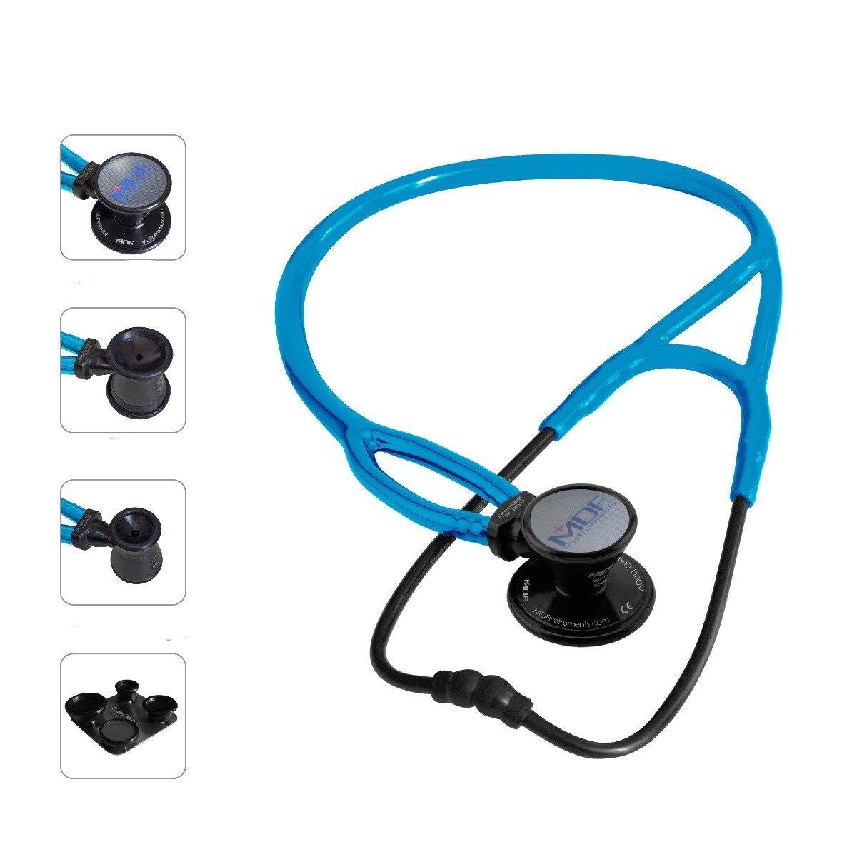 MDF® ProCardial® ERA® Adult, Pediatric & Infant Aluminum Stethoscope - BlackOut - Bright Blue - MDF797XB14