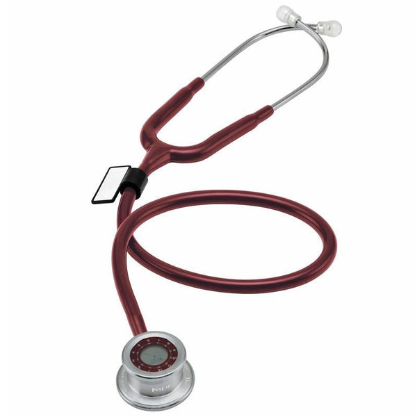 MDF Pulse Time 2-in-1 Digital LCD Clock and Single Head Stethoscope (MDF740) - Burgundy